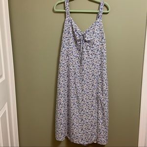 A&F cinched front midi dress XL blue floral pattern